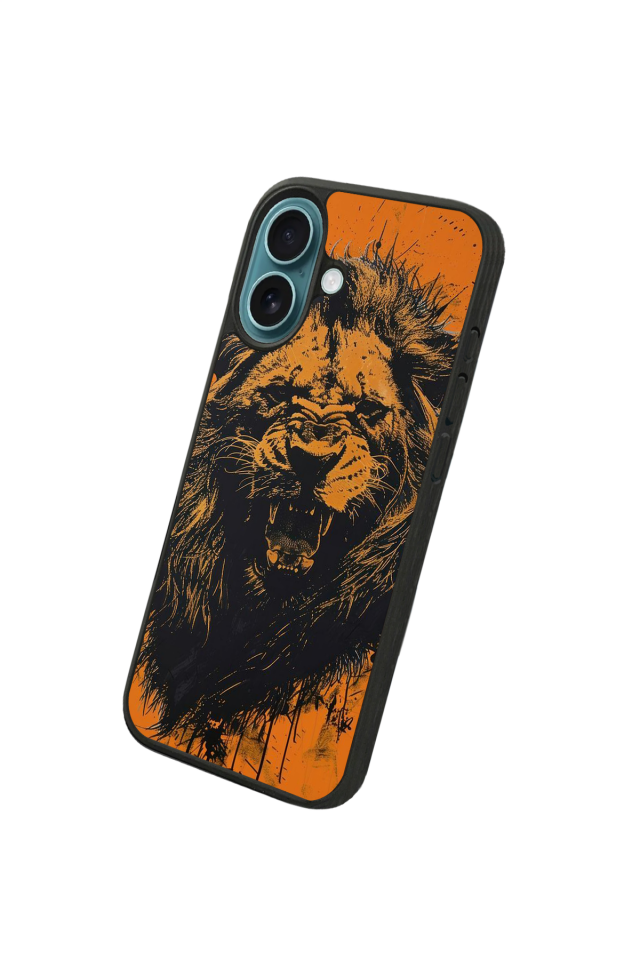 iPhone 16 Plus Uyumlu Aslan Tasarımlı Glossy Premium Kılıf