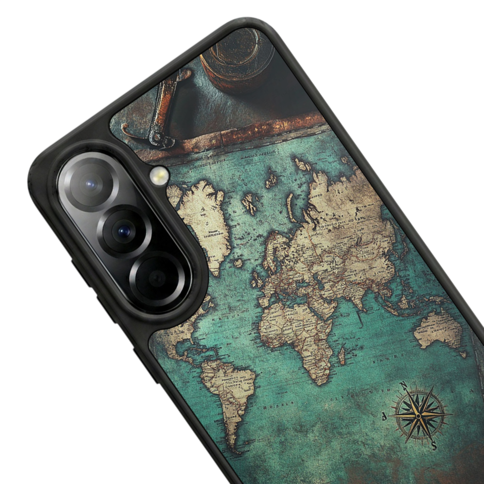 Samsung Galaxy A57 Uyumlu Harita Tasarımlı Glossy Premium Kılıf