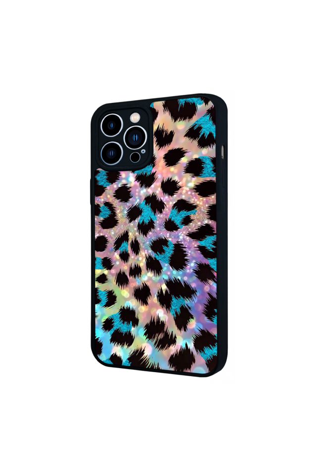 iPhone 12 Pro Max Uyumlu Hologram Leopar Tasarımlı Glossy Premium Kılıf