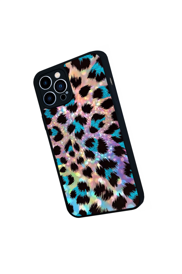 iPhone 12 Pro Max Uyumlu Hologram Leopar Tasarımlı Glossy Premium Kılıf