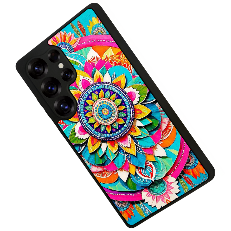 Samsung Galaxy S25 Ultra Uyumlu Mandala Tasarımlı Glossy Premium Kılıf