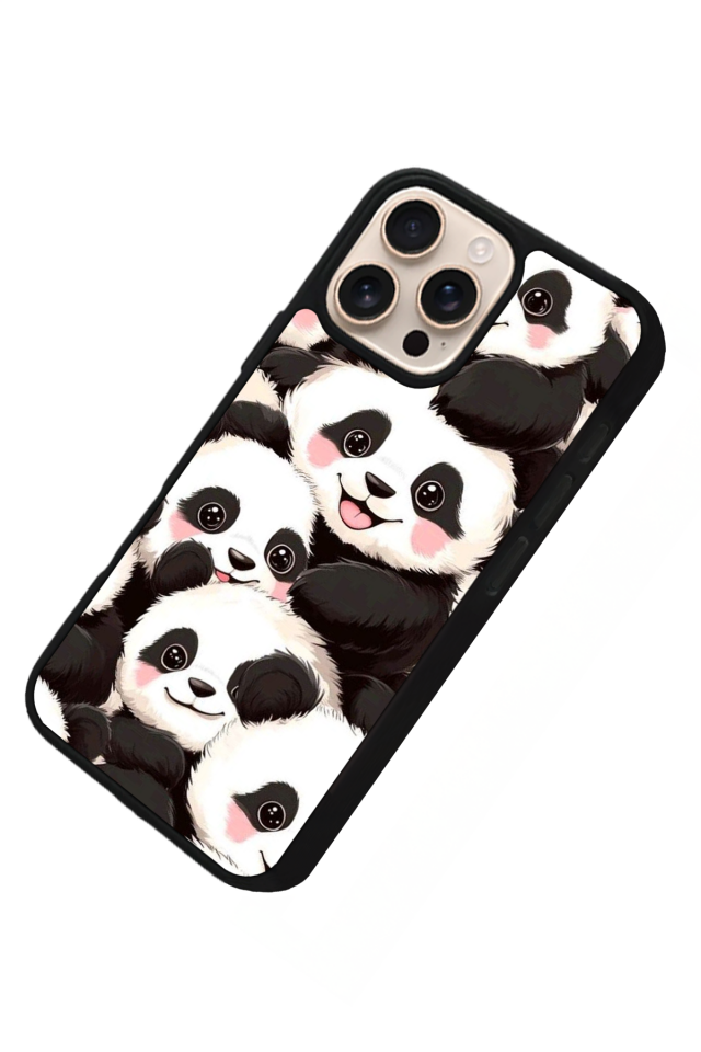 iPhone 15 Pro Uyumlu Panda Tasarımlı Glossy Premium Kılıf