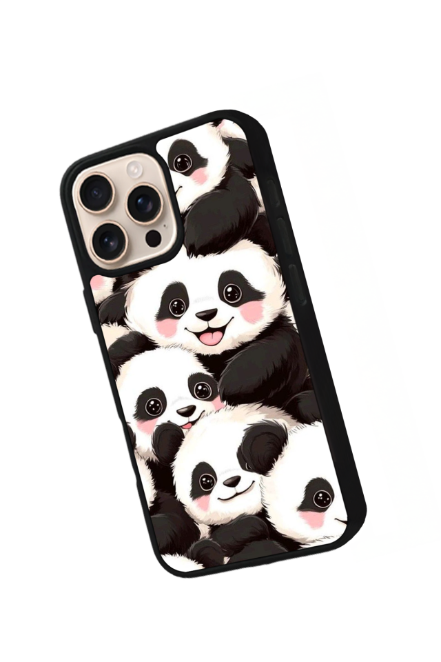 iPhone 15 Pro Uyumlu Panda Tasarımlı Glossy Premium Kılıf