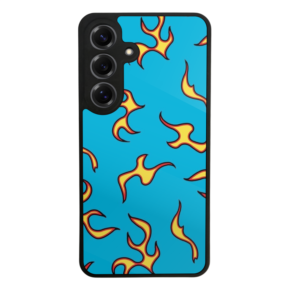 Samsung Galaxy S25 Uyumlu Retro Flame Patterns Tasarımlı Glossy Premium Kılıf