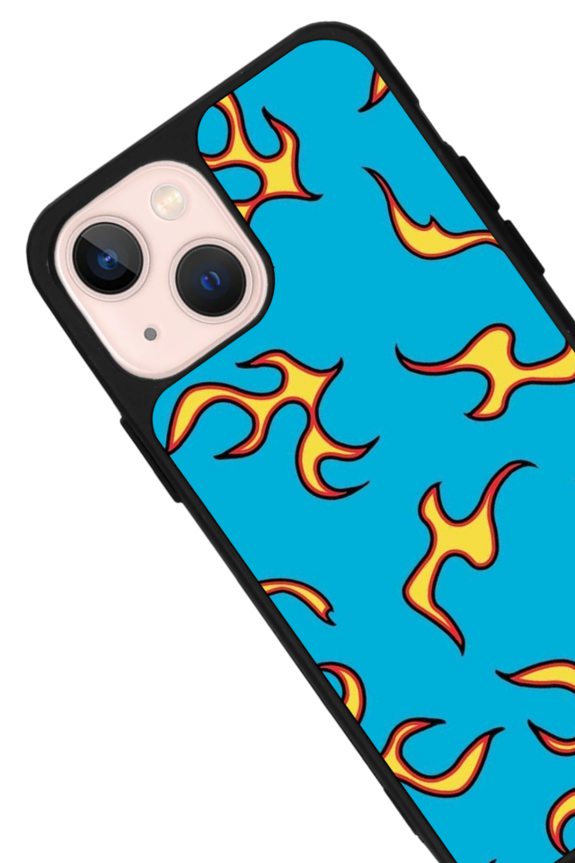 iPhone 13/14 Uyumlu Retro Flame Patterns Tasarımlı Glossy Premium Kılıf