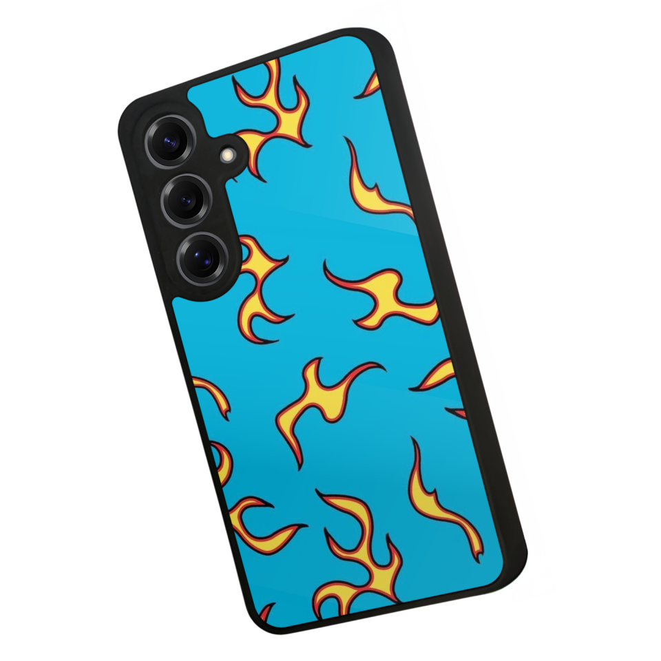 Samsung Galaxy S25 Uyumlu Retro Flame Patterns Tasarımlı Glossy Premium Kılıf