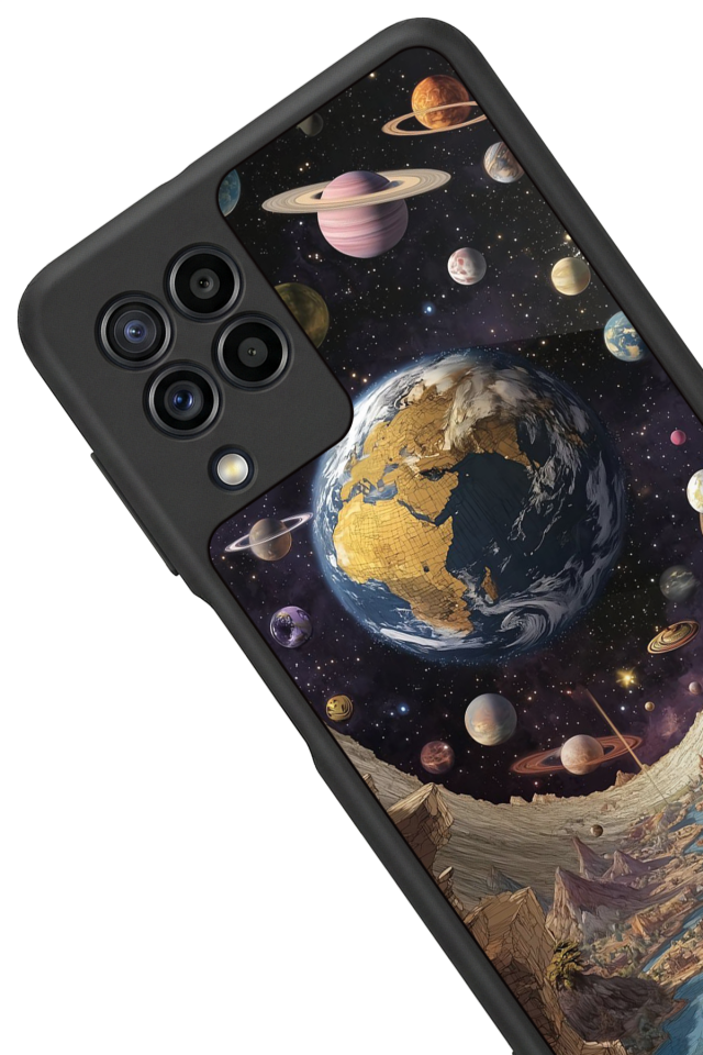 Samsung Galaxy M22 Uyumlu Uzay Tasarımlı Glossy Premium Kılıf