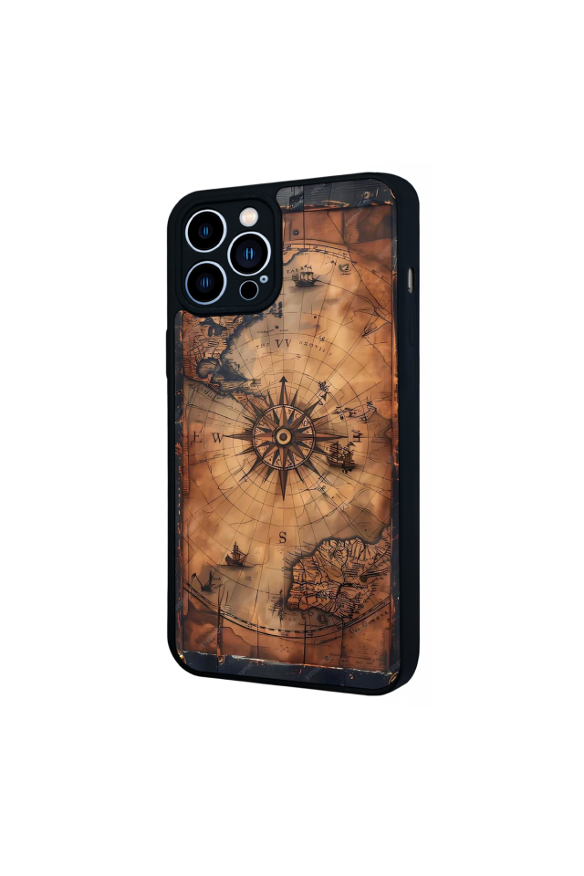 iPhone 12 Pro Max Uyumlu Harita Tasarımlı Glossy Premium Kılıf
