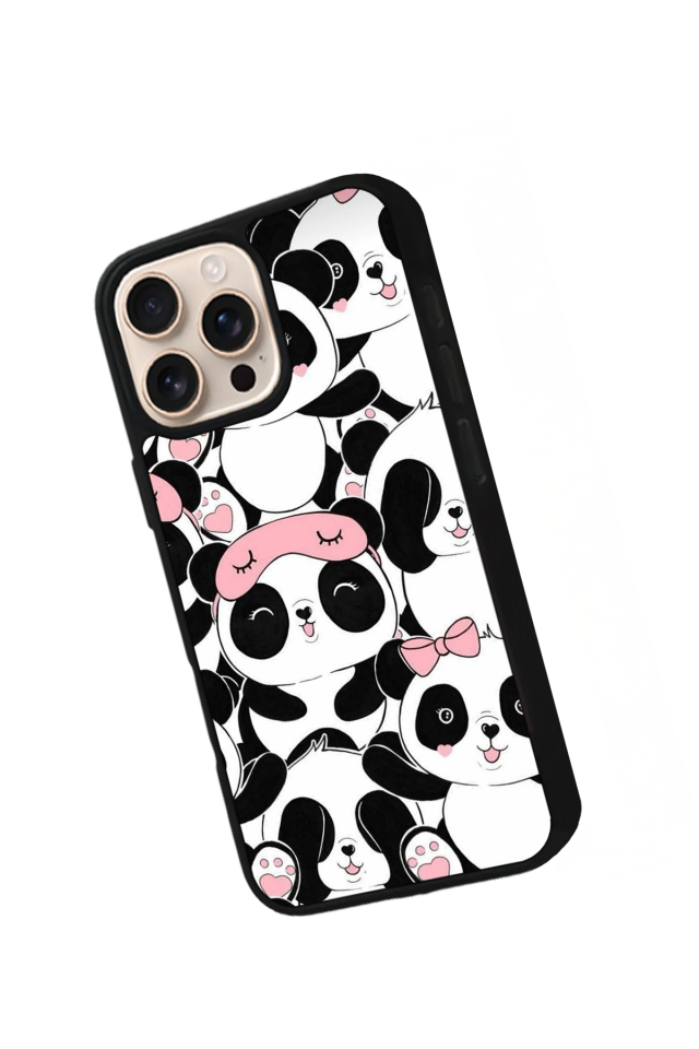 iPhone 15 Pro Uyumlu Panda Tasarımlı Glossy Premium Kılıf
