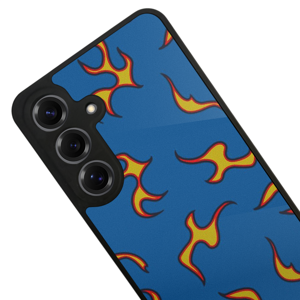 Samsung Galaxy S25 Uyumlu Retro Flame Patterns Tasarımlı Glossy Premium Kılıf