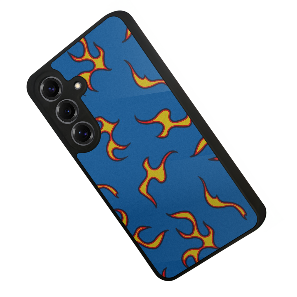 Samsung Galaxy S25 Uyumlu Retro Flame Patterns Tasarımlı Glossy Premium Kılıf
