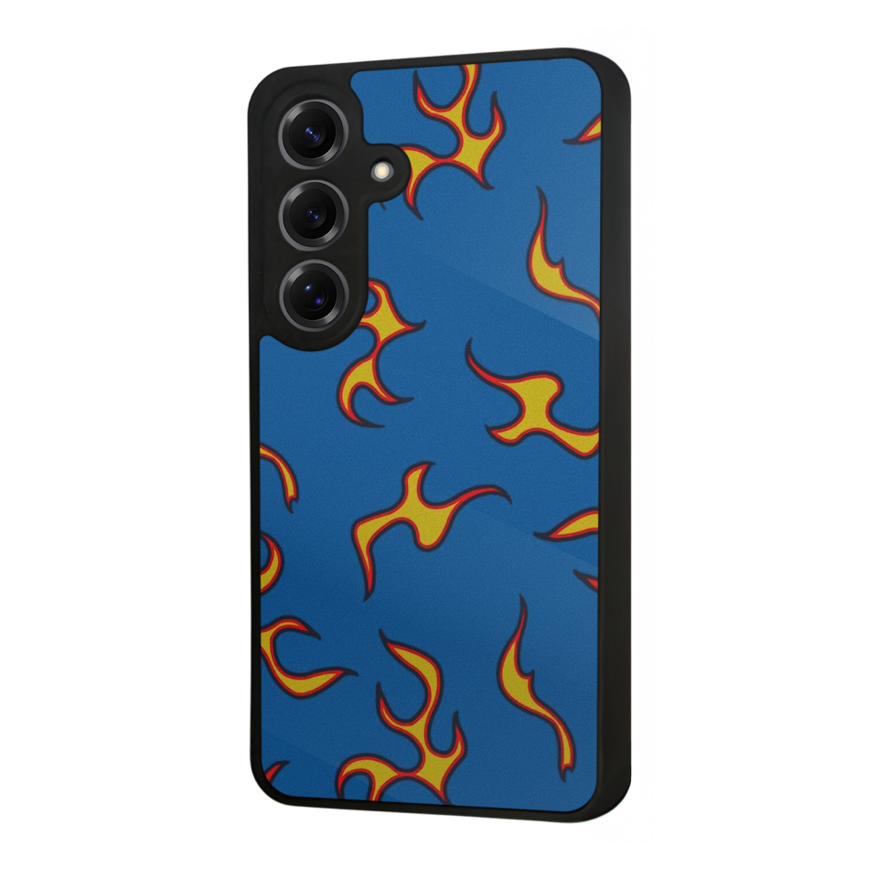 Samsung Galaxy S25 Uyumlu Retro Flame Patterns Tasarımlı Glossy Premium Kılıf