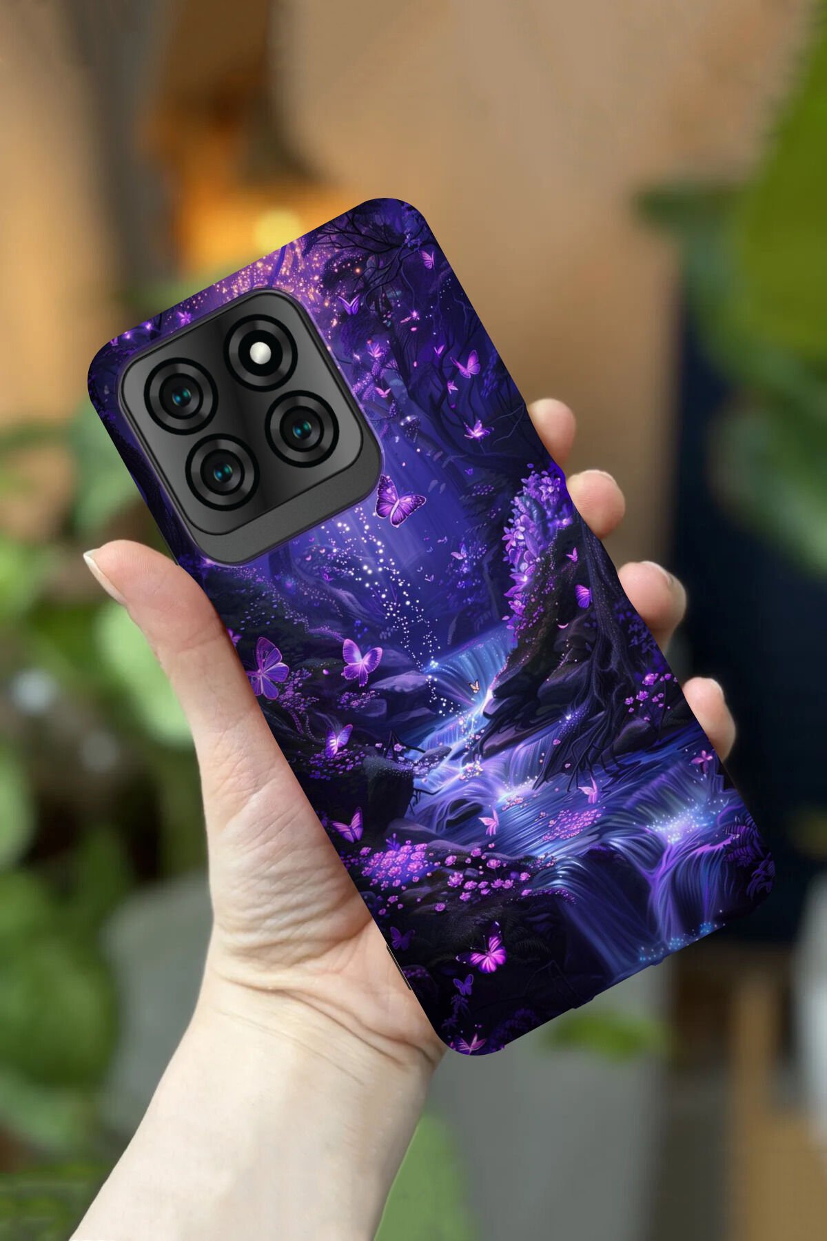 Reeder S71 Uyumlu Kamera Korumalı Mor Manzara Desenli HD Baskılı Silikon Kılıf