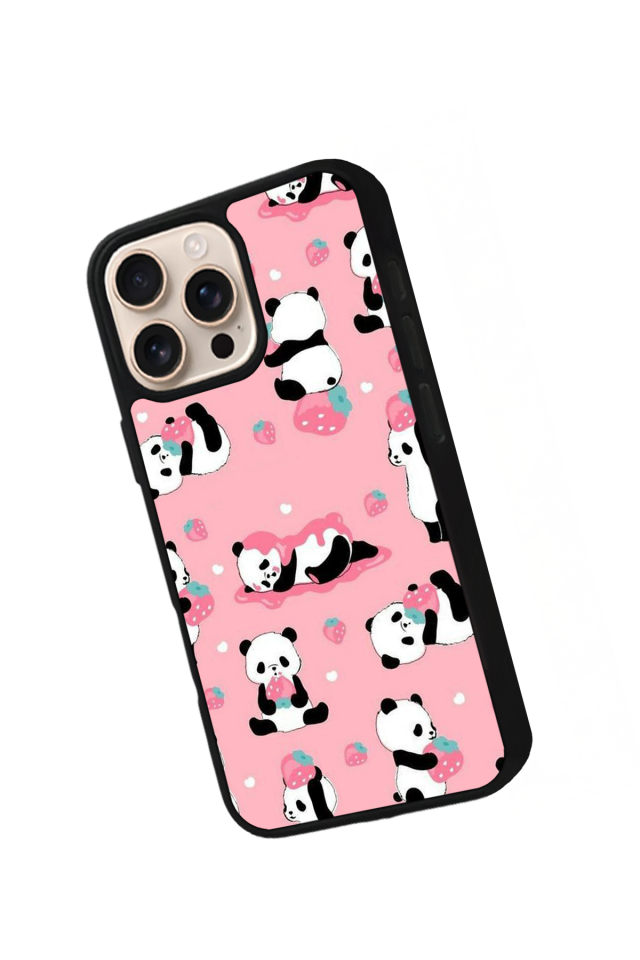 iPhone 15 Pro Uyumlu Panda Tasarımlı Glossy Premium Kılıf