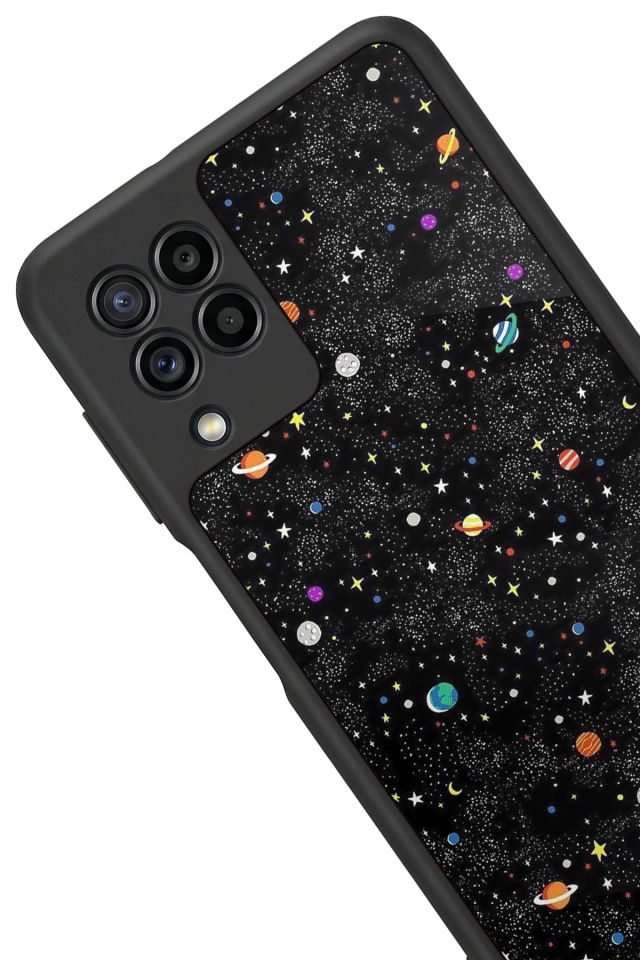 Samsung Galaxy M22 Uyumlu Uzay Tasarımlı Glossy Premium Kılıf