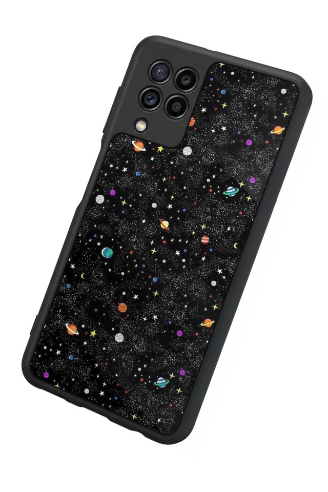 Samsung Galaxy M22 Uyumlu Uzay Tasarımlı Glossy Premium Kılıf