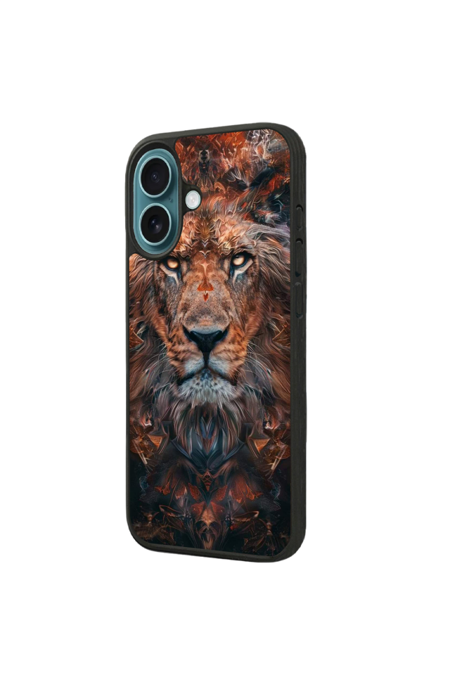iPhone 16 Plus Uyumlu Aslan Tasarımlı Glossy Premium Kılıf