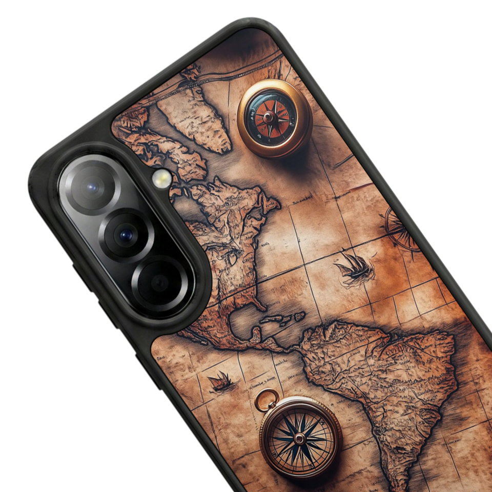 Samsung Galaxy A57 Uyumlu Harita Tasarımlı Glossy Premium Kılıf