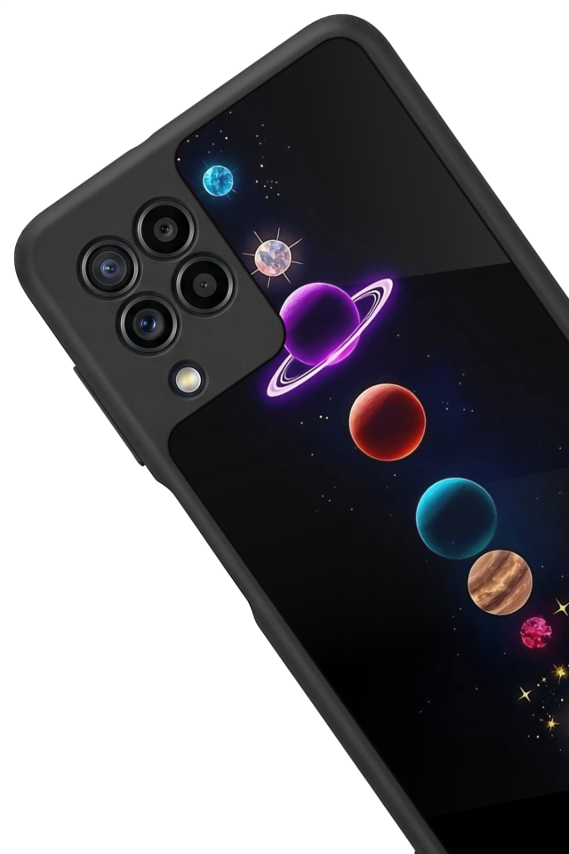Samsung Galaxy M22 Uyumlu Uzay Tasarımlı Glossy Premium Kılıf
