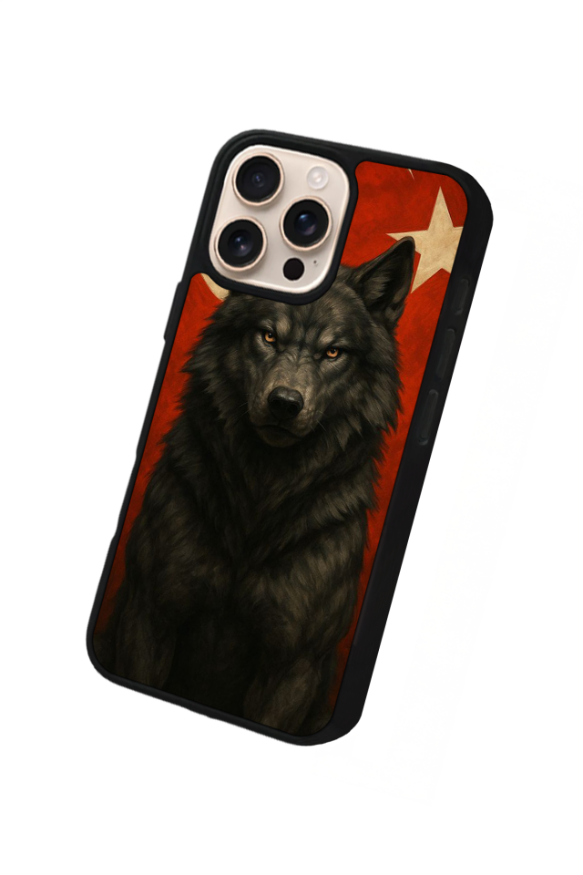 iPhone 15 Pro Max Uyumlu Bozkurt Tasarımlı Glossy Premium Kılıf