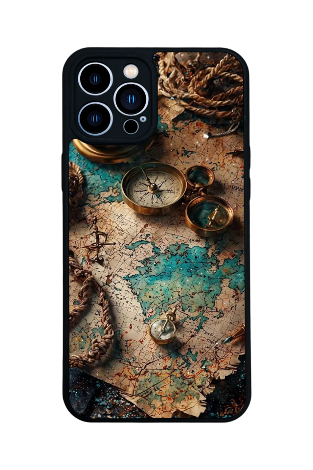 iPhone 12 Pro Max Uyumlu Harita Tasarımlı Glossy Premium Kılıf