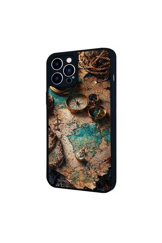 iPhone 12 Pro Max Uyumlu Harita Tasarımlı Glossy Premium Kılıf