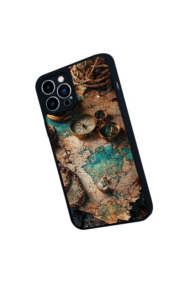 iPhone 12 Pro Max Uyumlu Harita Tasarımlı Glossy Premium Kılıf