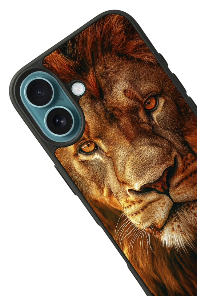 iPhone 16 Plus Uyumlu Aslan Tasarımlı Glossy Premium Kılıf