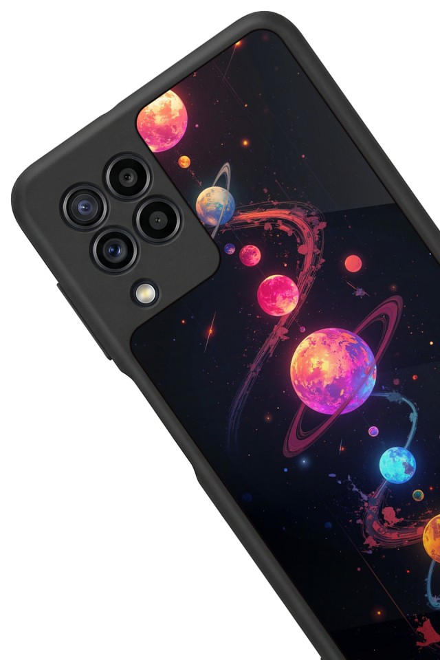 Samsung Galaxy M22 Uyumlu Uzay Tasarımlı Glossy Premium Kılıf