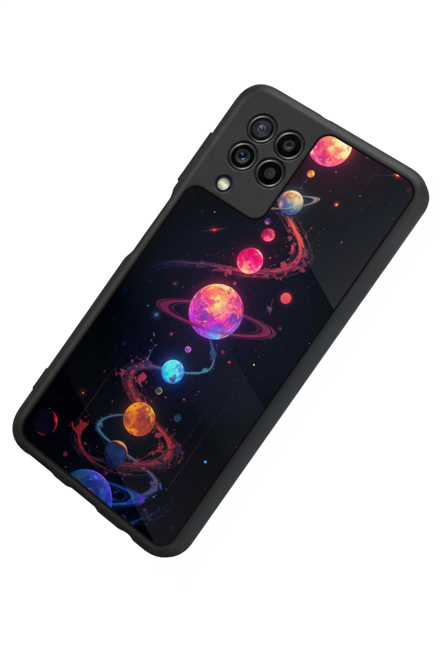 Samsung Galaxy M22 Uyumlu Uzay Tasarımlı Glossy Premium Kılıf
