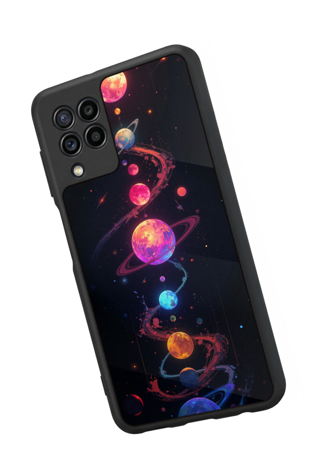 Samsung Galaxy M22 Uyumlu Uzay Tasarımlı Glossy Premium Kılıf
