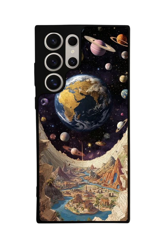 Samsung Galaxy S23 Ultra Uyumlu Uzay Tasarımlı Glossy Premium Kılıf