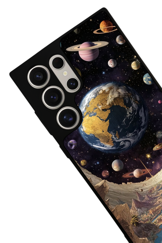 Samsung Galaxy S23 Ultra Uyumlu Uzay Tasarımlı Glossy Premium Kılıf