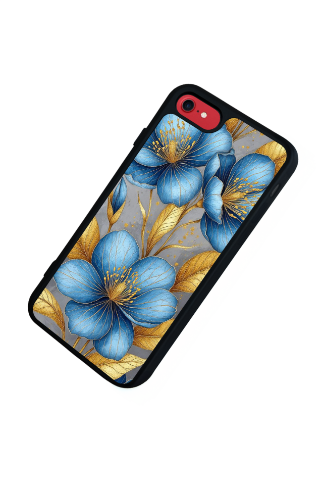 iPhone 7 Uyumlu Yaldizli Cicek Tasarımlı Glossy Premium Kılıf