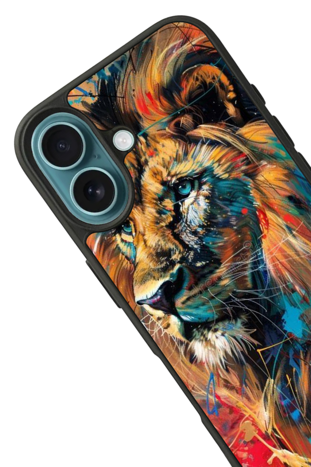 iPhone 16 Plus Uyumlu Aslan Tasarımlı Glossy Premium Kılıf