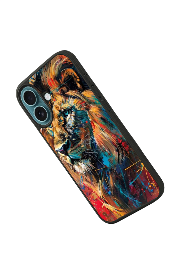 iPhone 16 Plus Uyumlu Aslan Tasarımlı Glossy Premium Kılıf