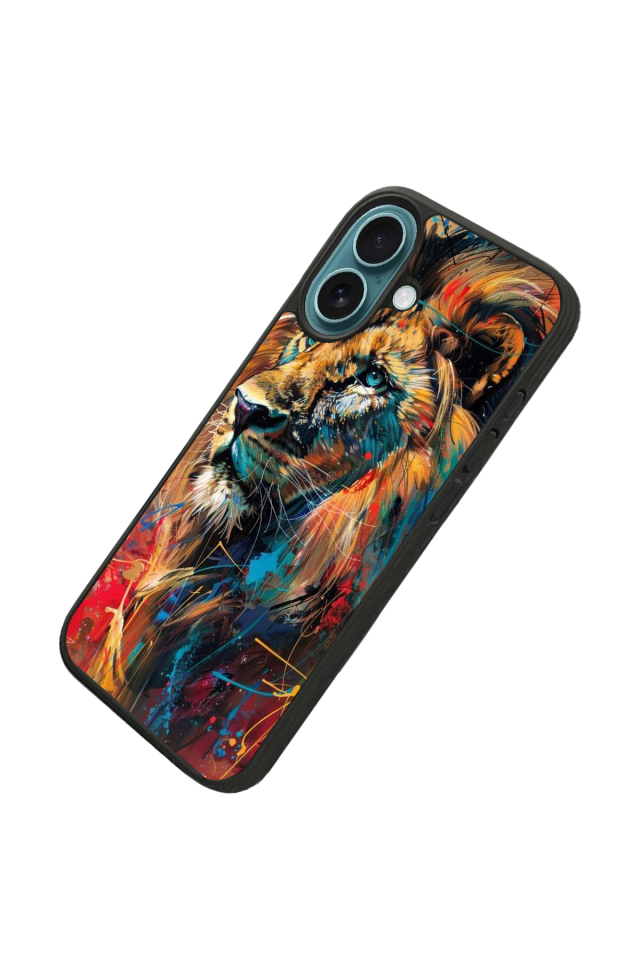 iPhone 16 Plus Uyumlu Aslan Tasarımlı Glossy Premium Kılıf
