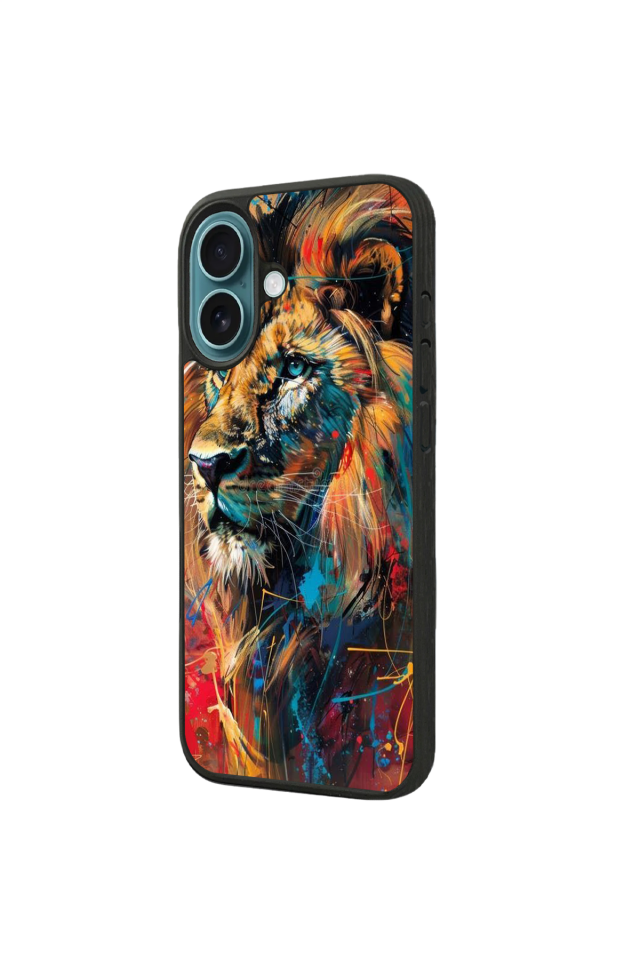 iPhone 16 Plus Uyumlu Aslan Tasarımlı Glossy Premium Kılıf