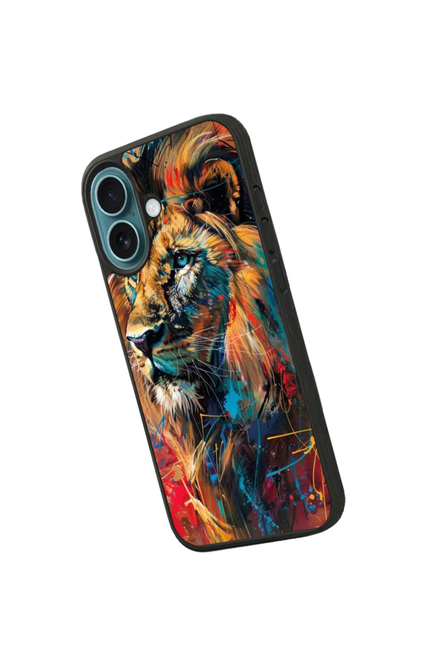 iPhone 16 Plus Uyumlu Aslan Tasarımlı Glossy Premium Kılıf