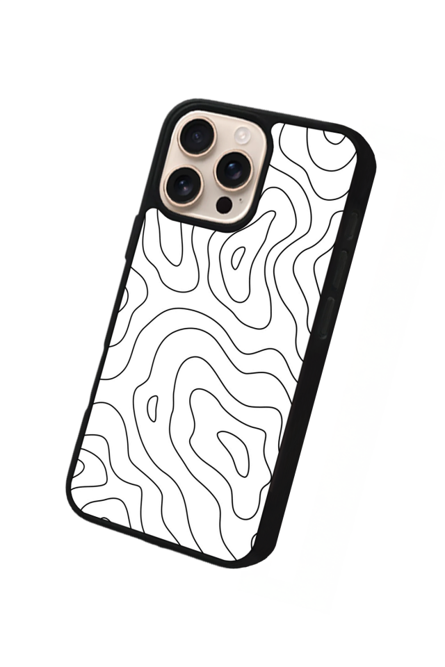 iPhone 15 Pro Uyumlu Çizgi Sanatı Tasarımlı Glossy Premium Kılıf