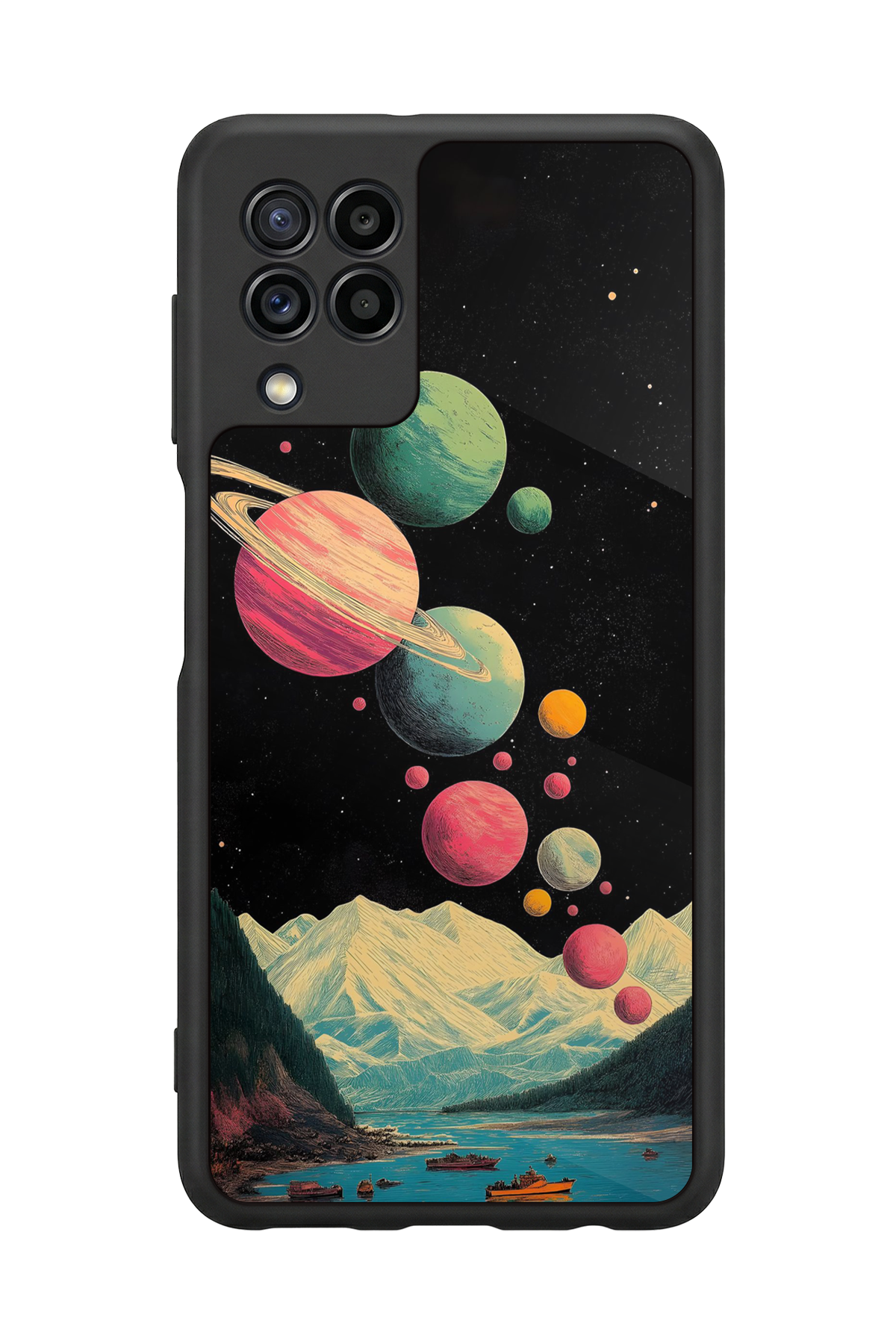 Samsung Galaxy M22 Uyumlu Uzay Tasarımlı Glossy Premium Kılıf