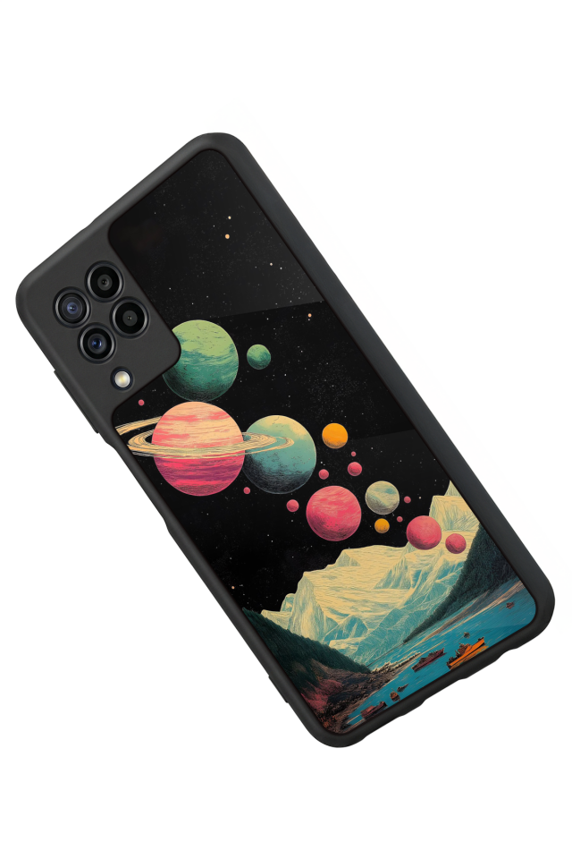 Samsung Galaxy M22 Uyumlu Uzay Tasarımlı Glossy Premium Kılıf