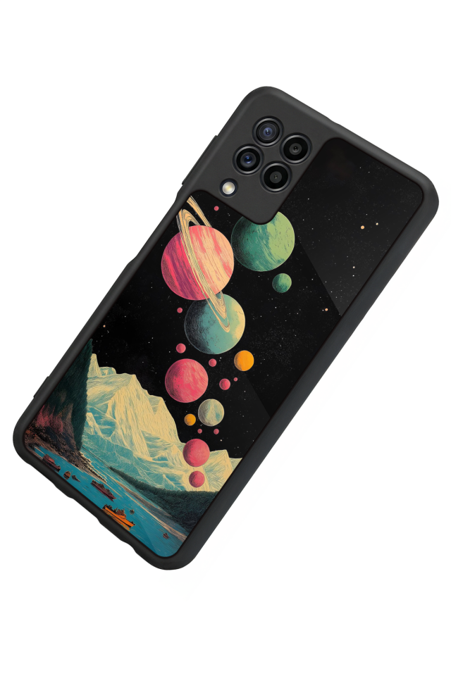 Samsung Galaxy M22 Uyumlu Uzay Tasarımlı Glossy Premium Kılıf