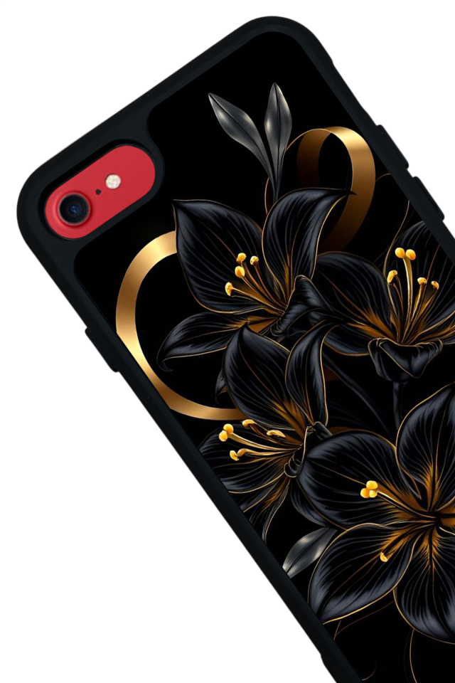 iPhone 7 Uyumlu Yaldizli Cicek Tasarımlı Glossy Premium Kılıf
