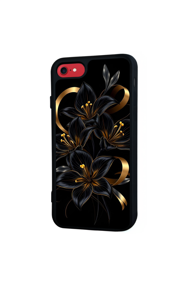 iPhone 7 Uyumlu Yaldizli Cicek Tasarımlı Glossy Premium Kılıf