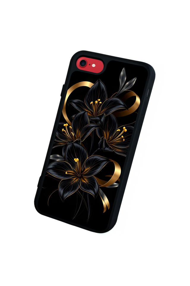 iPhone 7 Uyumlu Yaldizli Cicek Tasarımlı Glossy Premium Kılıf