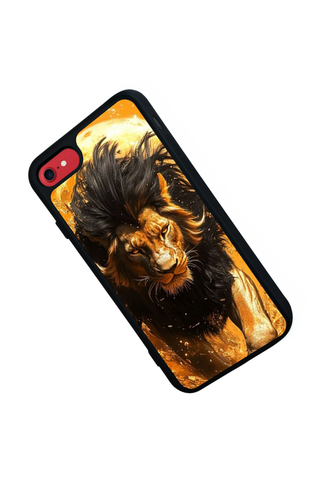 iPhone SE Uyumlu Aslan Tasarımlı Glossy Premium Kılıf