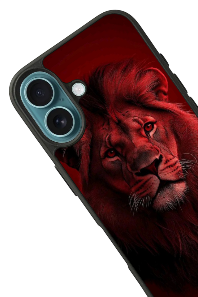 iPhone 16 Plus Uyumlu Aslan Tasarımlı Glossy Premium Kılıf