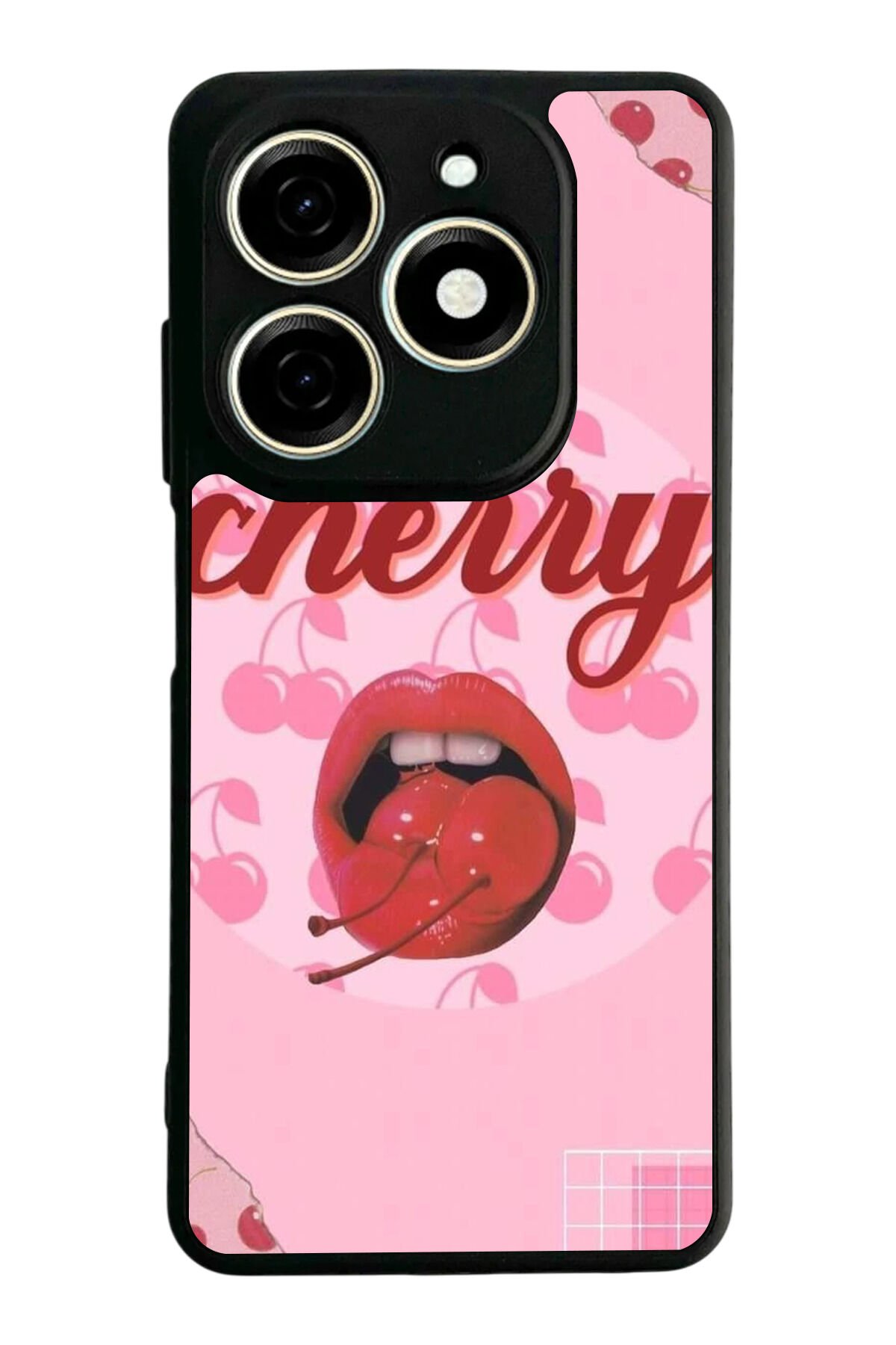 Tecno Spark 20/20C Uyumlu Kiraz Tasarımlı Glossy Premium Kılıf