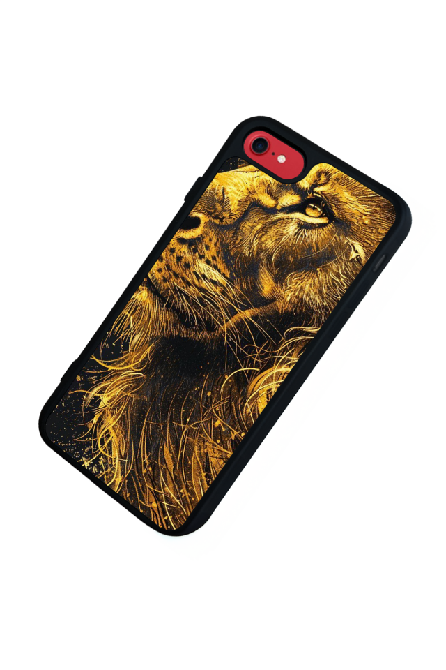 iPhone SE Uyumlu Aslan Tasarımlı Glossy Premium Kılıf
